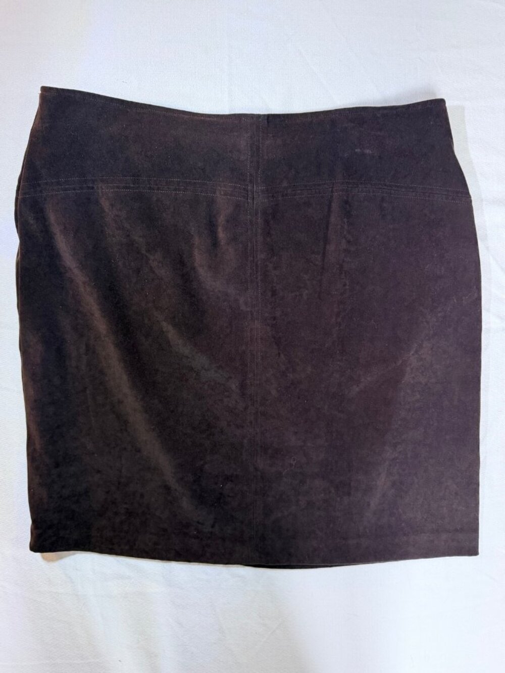 Y2K Fashion Bug Faux Suede Pencil Skirt Size 16 Chocolate Brown